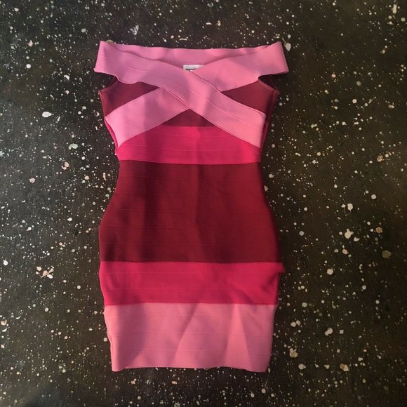 Superdown Pinky Mini Dress Pink Multi Bandage Off Shoulder - Picture 5 of 7